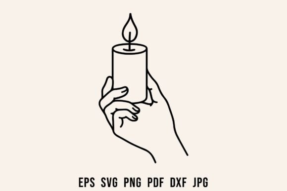 Candle in Hand Silhouette Vector Design Review