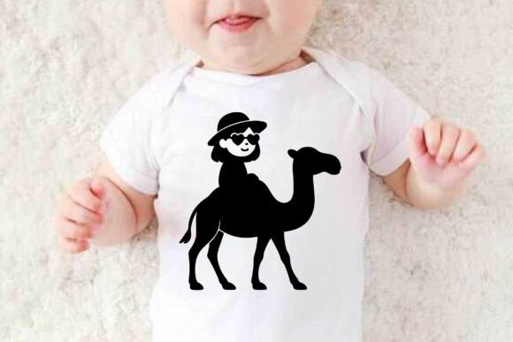 Cute Girl Riding Camel SVG PNG Vector