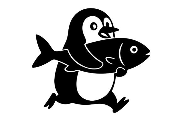 Funny Penguin Holding Fish SVG Vector Review