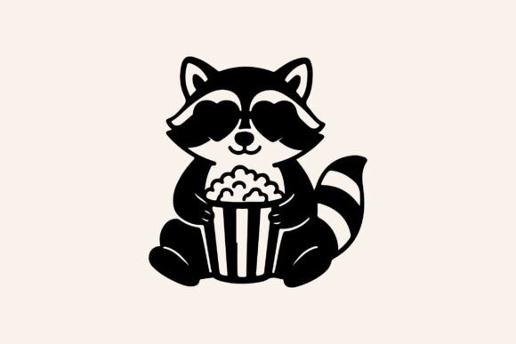 Raccoon with Popcorn SVG Clipart Vector Review