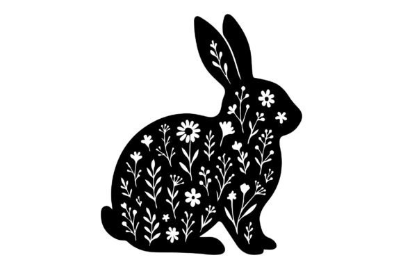 Wildflower Bunny Clipart Vector Design